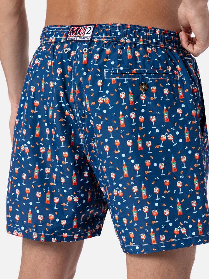 Mc2 Saint Barth Man lightweight fabric swim-shorts Lighting Micro Fantasy with Aperol Spritz print | APEROL SPECIAL EDITION Ultimi tre giorni