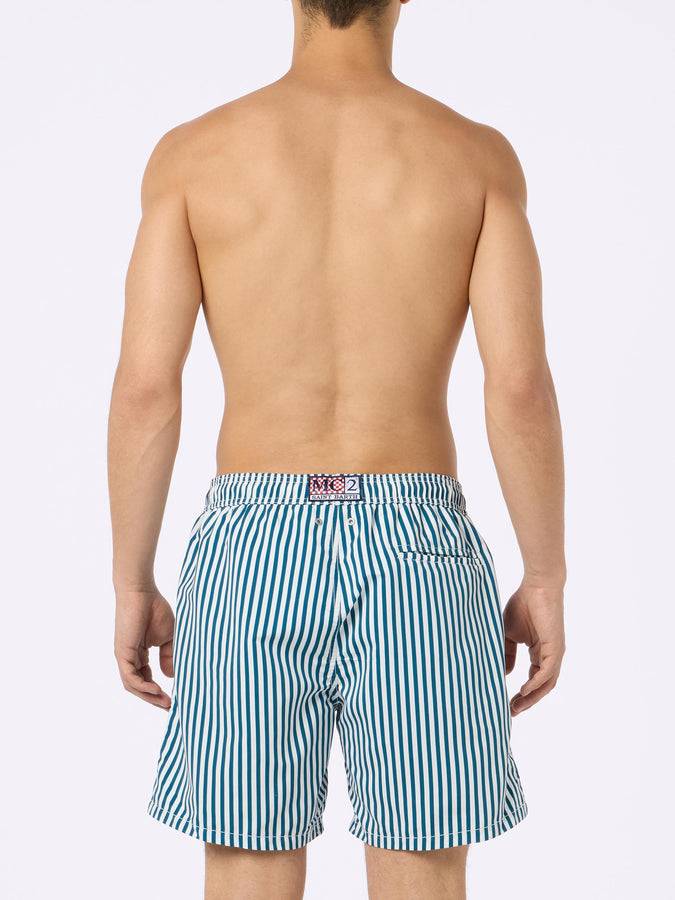 Mc2 Saint Barth Boxer mare uomo Gustavia lunghezza media a righe con ricamo Portofino Gin | PORTOFINO GIN EDIZIONE SPECIALE 50% di sconto con spedizione gratuita