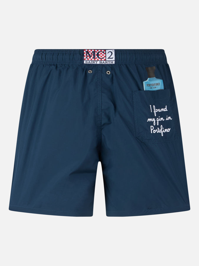 Mc2 Saint Barth Boxer mare uomo Gustavia lunghezza media con ricamo Portofino Gin | PORTOFINO GIN EDIZIONE SPECIALE Trasporto libero internazionale