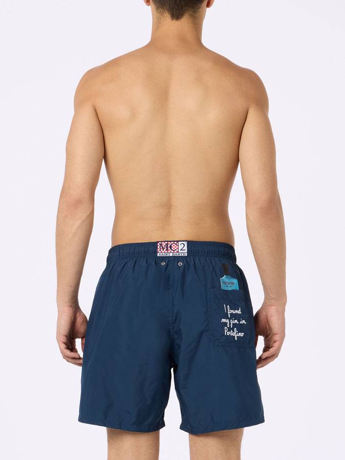 Mc2 Saint Barth Boxer mare uomo Gustavia lunghezza media con ricamo Portofino Gin | PORTOFINO GIN EDIZIONE SPECIALE Trasporto libero internazionale