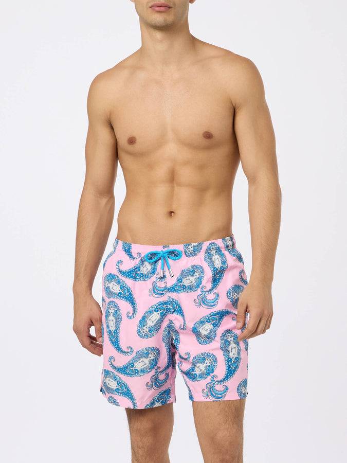 Mc2 Saint Barth Man lightweight fabric swim-shorts Lighting with paisley print Esporta salva