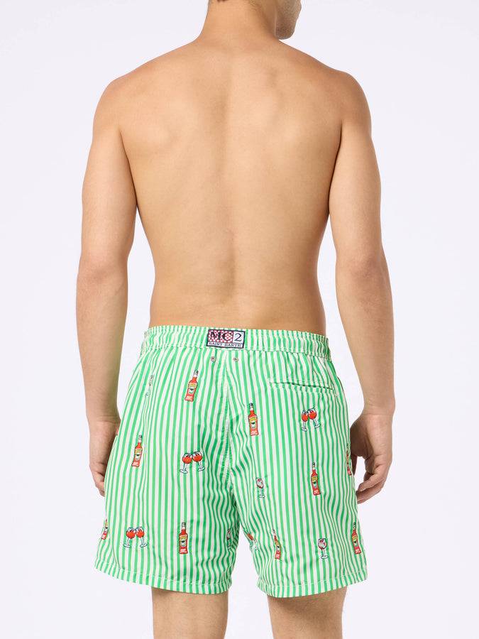Mc2 Saint Barth Costume uomo Gustavia lunghezza media rigato con ricamo Aperol Spritz | EDIZIONE SPECIALE APEROL In Linea