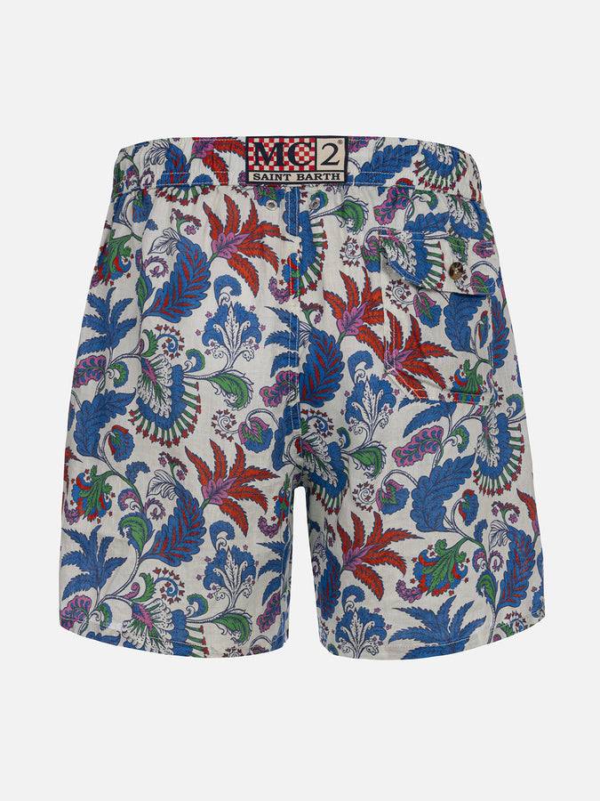 Mc2 Saint Barth Costume da bagno da uomo lunghezza media Gustavia in lino con stampa fiori Qualità