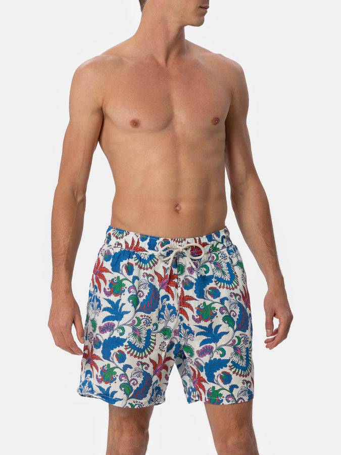 Mc2 Saint Barth Costume da bagno da uomo lunghezza media Gustavia in lino con stampa fiori Qualità