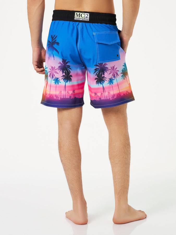 Mc2 Saint Barth Costume da bagno da uomo surf comfort ed stretch con stampa palme Promozione