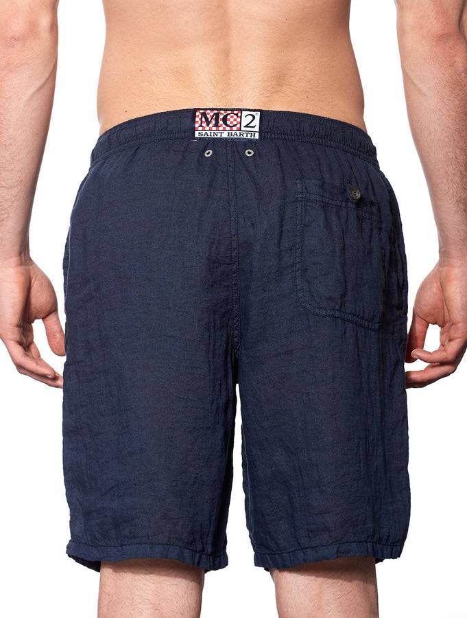 Mc2 Saint Barth Costume da bagno lungo in lino blu Presa
