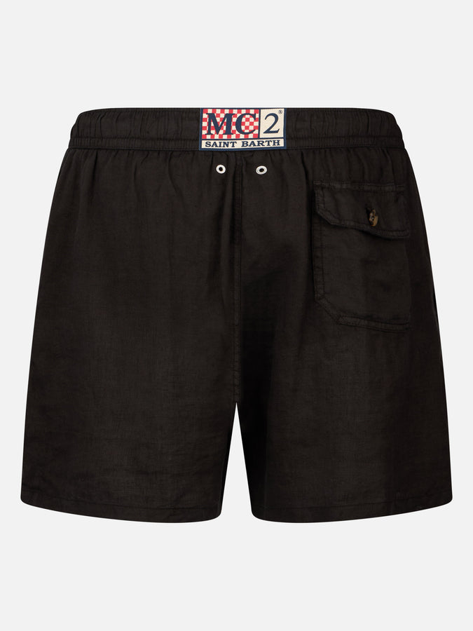 Mc2 Saint Barth Costume da bagno uomo media lunghezza Gustavia in lino nero Negozio