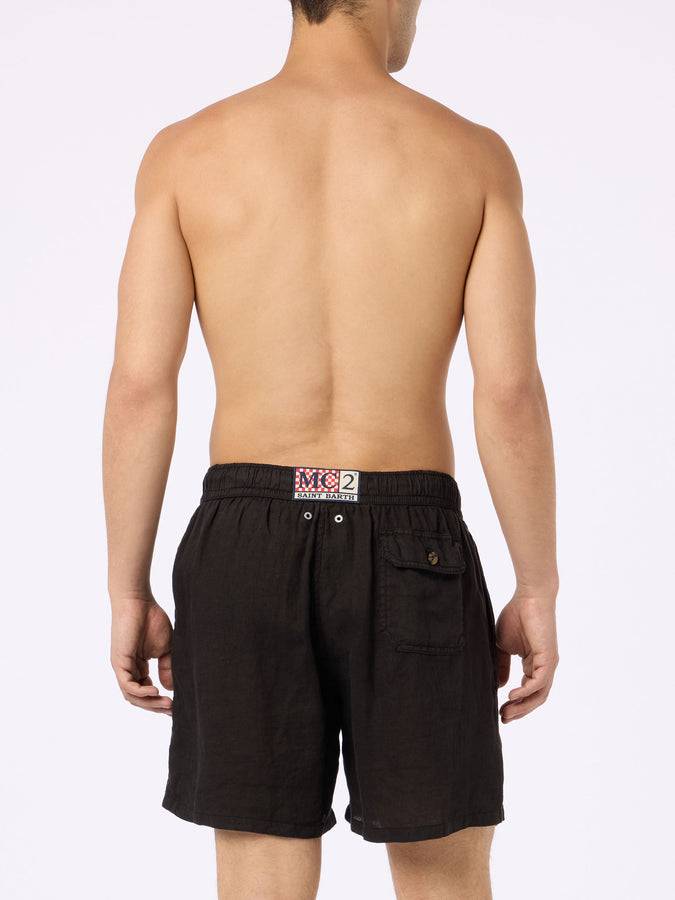 Mc2 Saint Barth Costume da bagno uomo media lunghezza Gustavia in lino nero Negozio