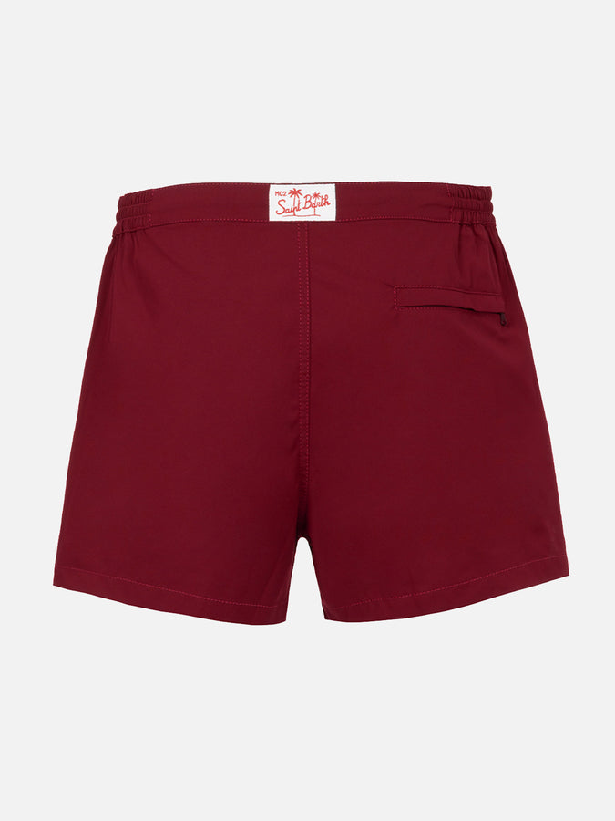 Mc2 Saint Barth Pantaloncini da bagno uomo Harrys dal taglio aderente bordeaux In Saldo