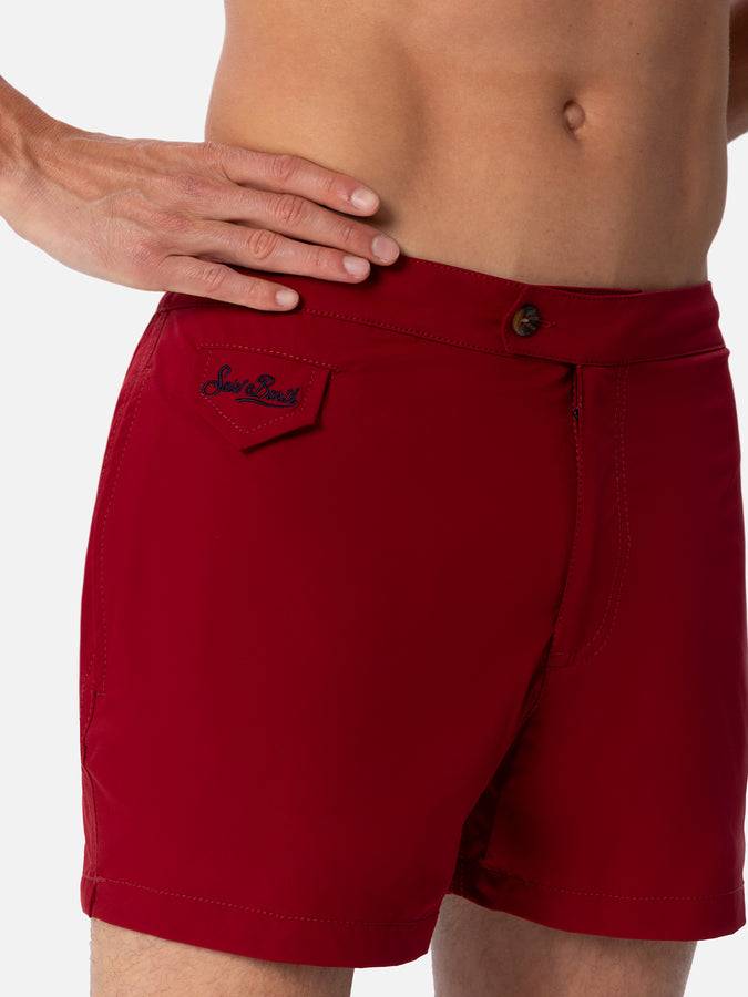 Mc2 Saint Barth Pantaloncini da bagno uomo Harrys dal taglio aderente bordeaux In Saldo