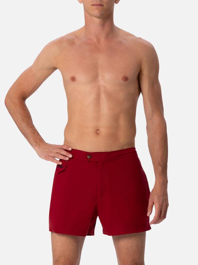 Mc2 Saint Barth Pantaloncini da bagno uomo Harrys dal taglio aderente bordeaux In Saldo