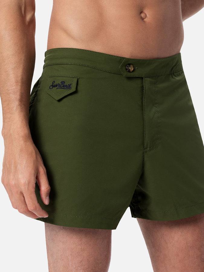 Mc2 Saint Barth Pantaloncini da bagno uomo Harrys dal taglio aderente verde militare Nuova