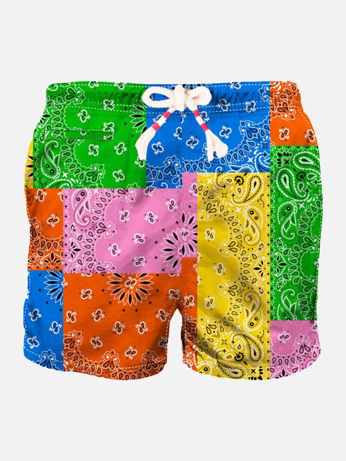 Mc2 Saint Barth Costume da bagno da uomo con stampa bandana multicolore