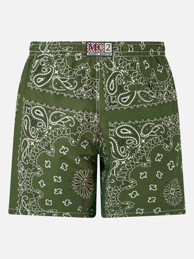 Mc2 Saint Barth Costume da bagno da uomo con stampa bandana verde Offerte esclusive