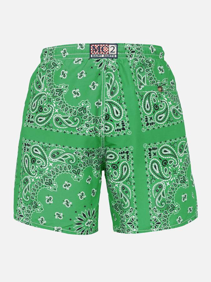 Mc2 Saint Barth Costume da bagno da uomo con stampa bandana verde Bestseller