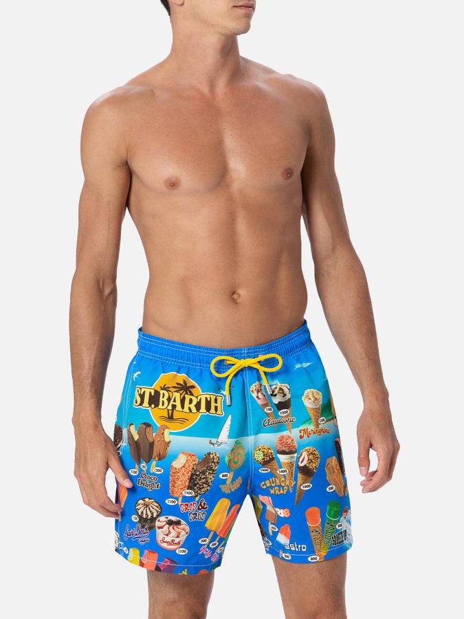 Mc2 Saint Barth Costume corto da uomo Gustavia lunghezza media con stampa piazzata gelati Liquidazione