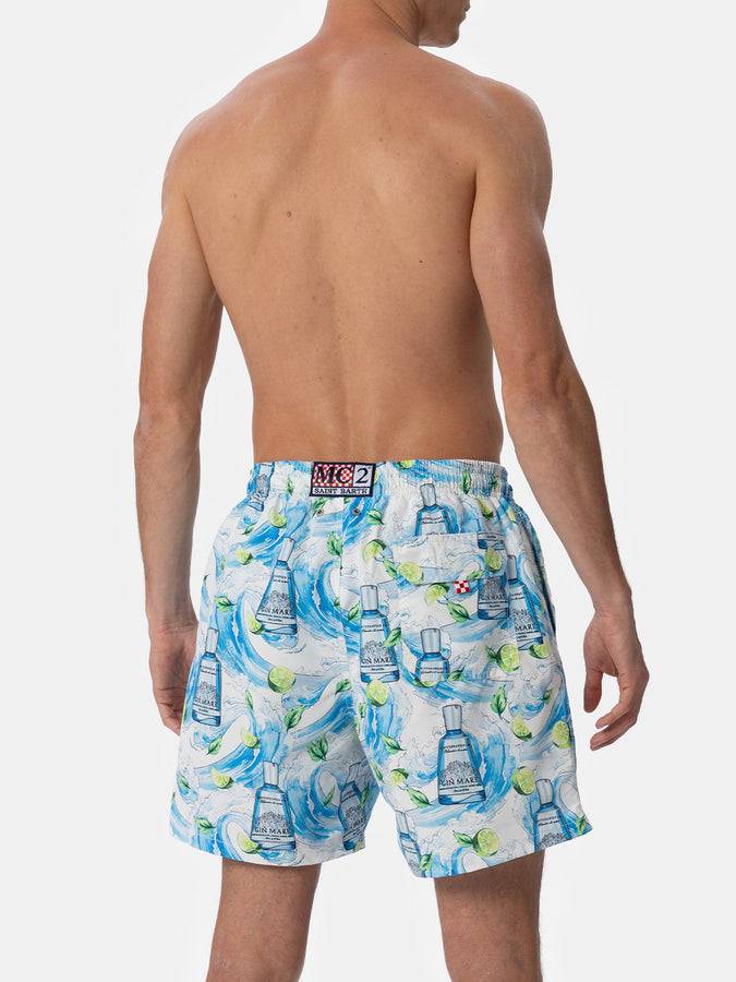 Mc2 Saint Barth Costume da bagno da uomo Gustavia lunghezza media a righe con stampa gin | GIN MARE EDIZIONE SPECIALE Offerta settimanale