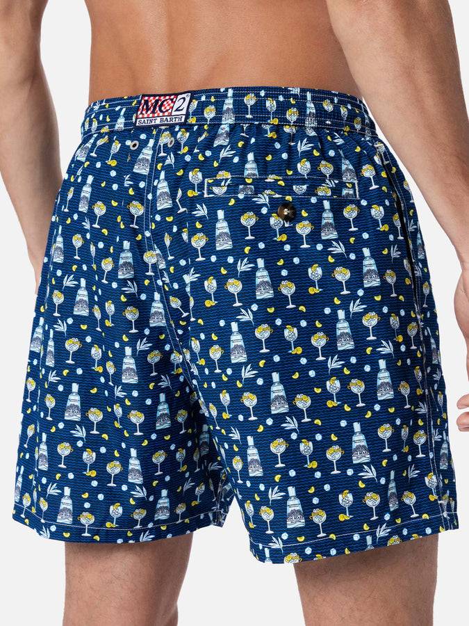Mc2 Saint Barth Costume da bagno da uomo in tessuto leggero Lighting Micro Fantasy con stampa Gin Mare | GIN MARE EDIZIONE SPECIALE Solo un giorno rimasto
