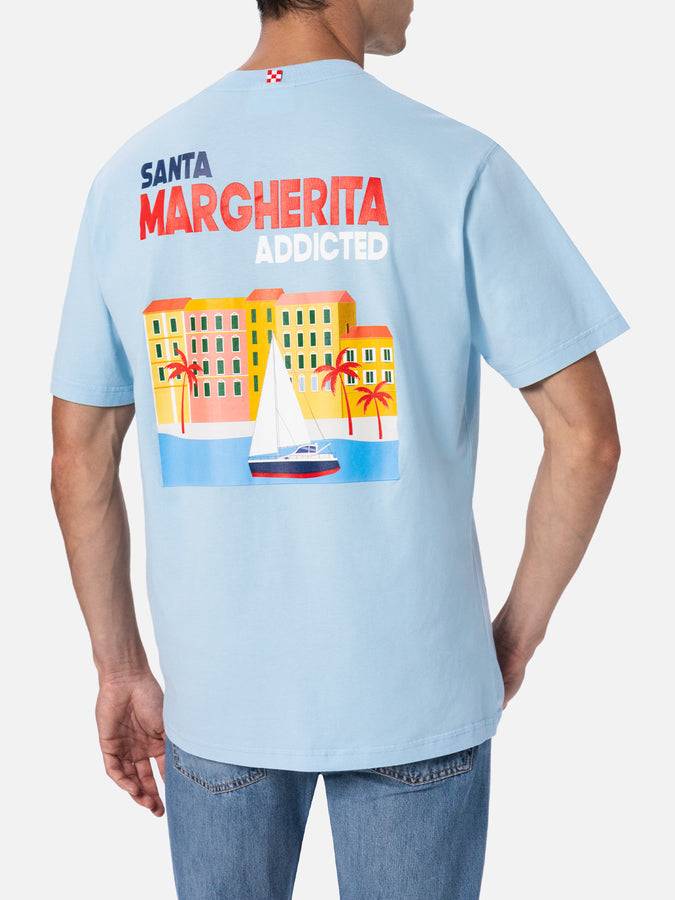 Mc2 Saint Barth T-shirt uomo in cotone con stampa piazzata cartolina Santa Margherita Addicted Vendita