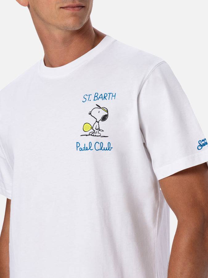 Mc2 Saint Barth T-shirt da uomo in cotone con stampa e ricamo Snoopy padel| EDIZIONE SPECIALE SNOOPY PEANUTS™ Spedizione Gratuita