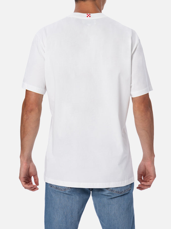 Mc2 Saint Barth T-shirt uomo in cotone con stampa piazzata St. Barth Padel Club Pezzi Unici