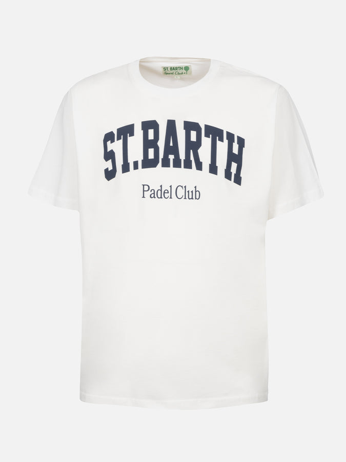 Mc2 Saint Barth T-shirt uomo in cotone con stampa piazzata St. Barth Padel Club Pezzi Unici