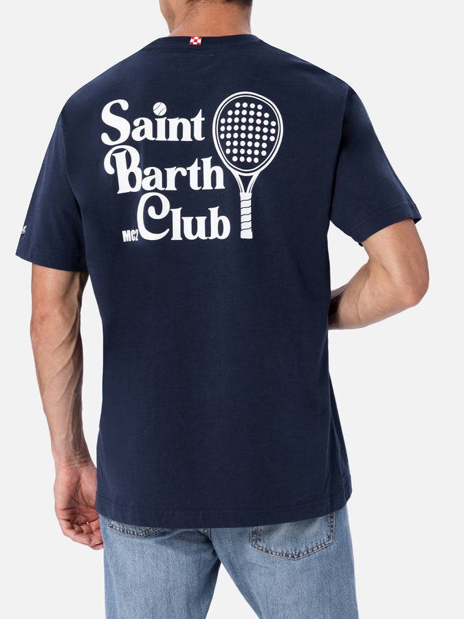 Mc2 Saint Barth T-shirt da uomo in cotone con stampa del club padel Saint Barth davanti e dietro Soddisfazione Garantita