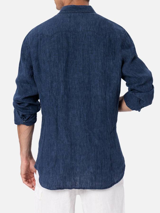 Mc2 Saint Barth Camicia uomo in denim di lino delave' Greg Negozi Online