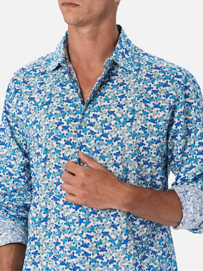 Mc2 Saint Barth Man muslin cotton shirt Sikelia with crab print Acquista Ora