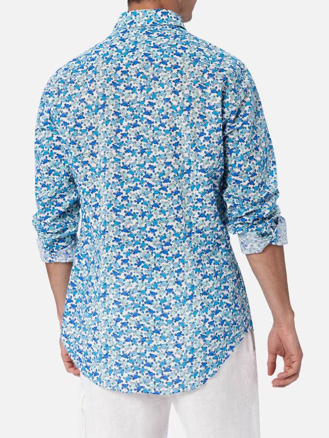 Mc2 Saint Barth Man muslin cotton shirt Sikelia with crab print Acquista Ora