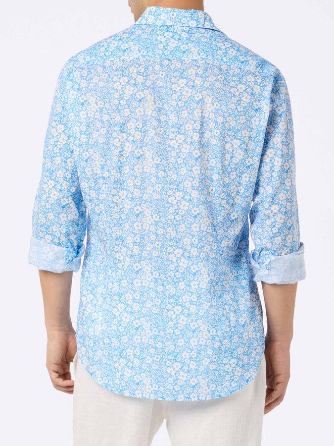 Mc2 Saint Barth Camicia uomo Sikelia in mussola di cotone con stampa micro fiori Consegna Veloce