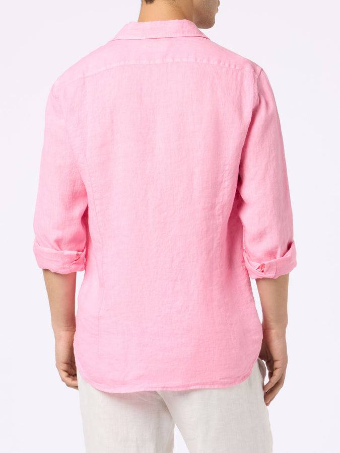Mc2 Saint Barth Camicia da uomo in lino rosa Pamplona Promozione Limitata
