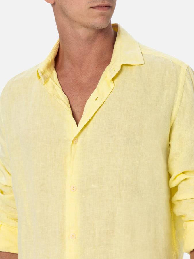 Mc2 Saint Barth Camicia da uomo in lino giallo pallido Pamplona Fino Al -60%