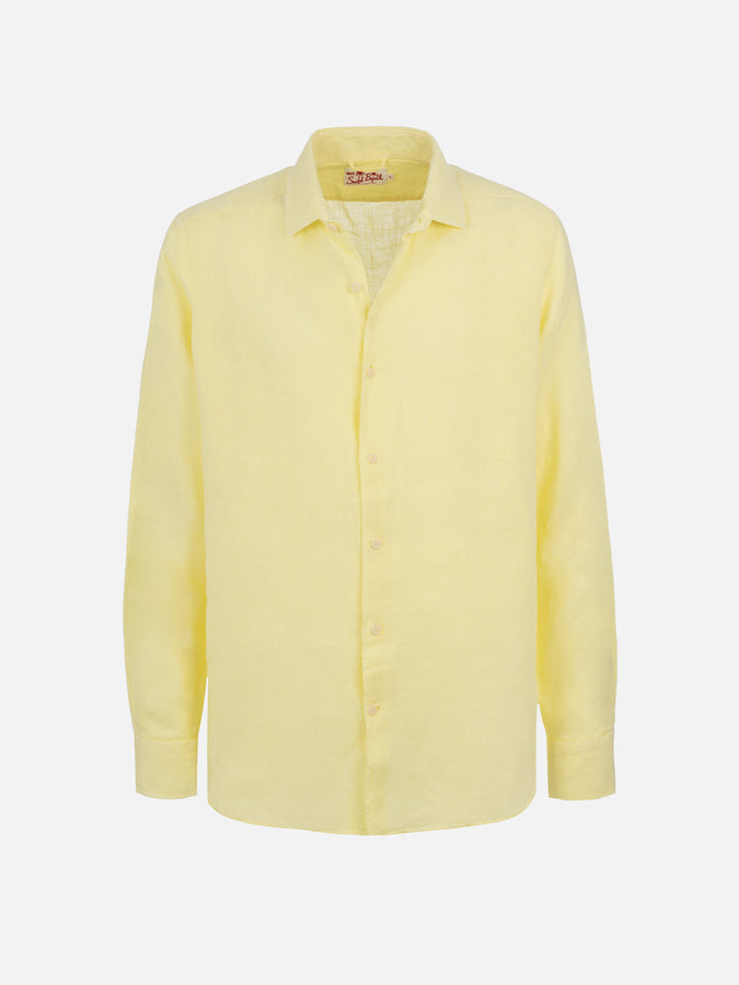 Mc2 Saint Barth Camicia da uomo in lino giallo pallido Pamplona Fino Al -60%