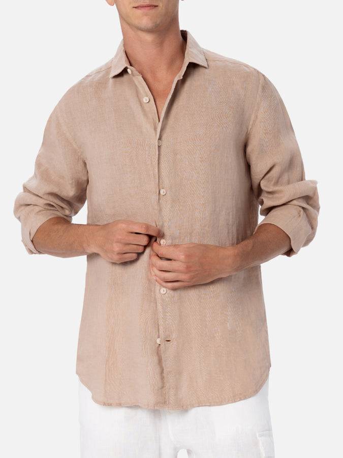 Mc2 Saint Barth Man beige linen shirt Pamplona Prezzo Ridotto