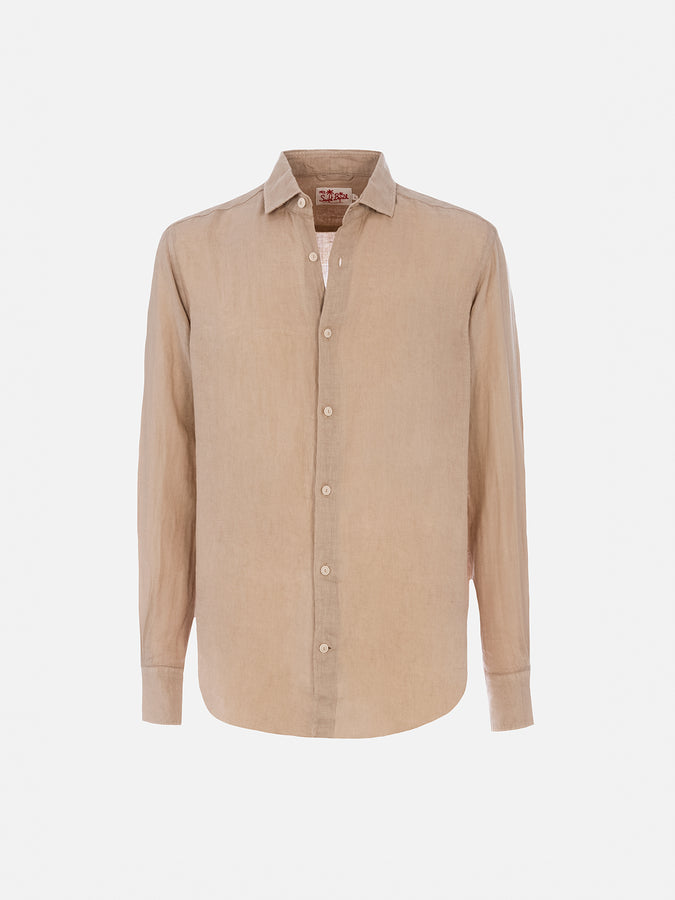 Mc2 Saint Barth Man beige linen shirt Pamplona Prezzo Ridotto