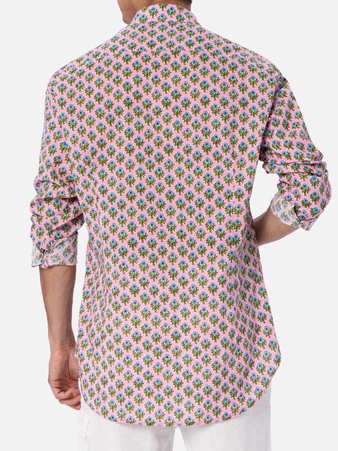 Mc2 Saint Barth Camicia uomo Sikelia in mussola di cotone con stampa radicale di fiori Sottocosto