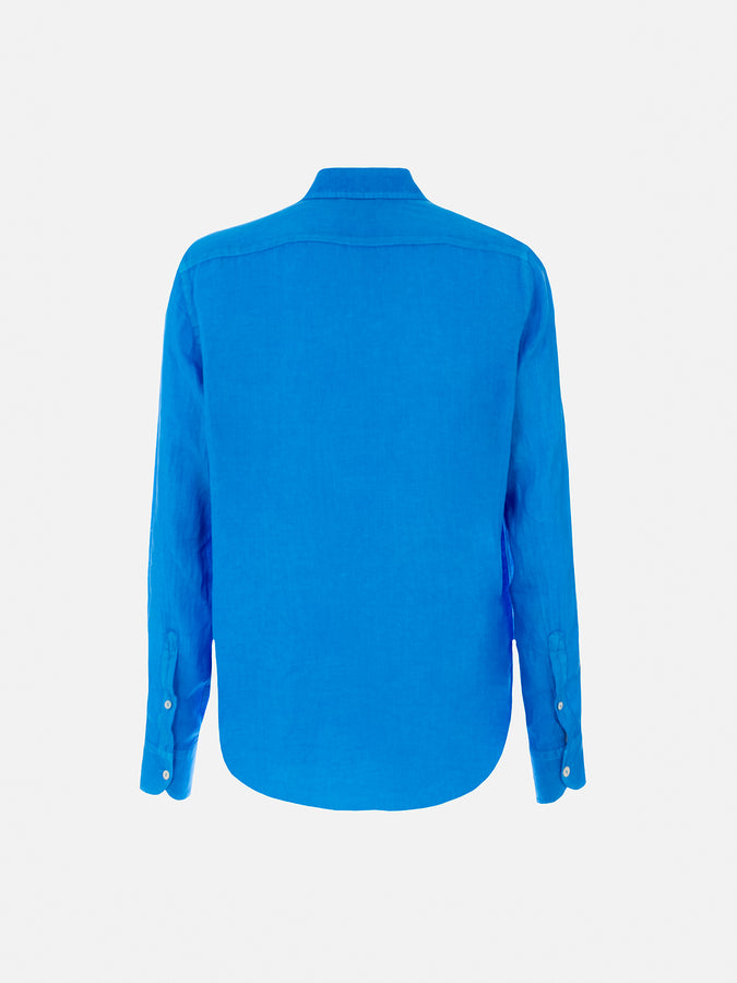 Mc2 Saint Barth Man watercolor bluette linen shirt Pamplona Convenienza