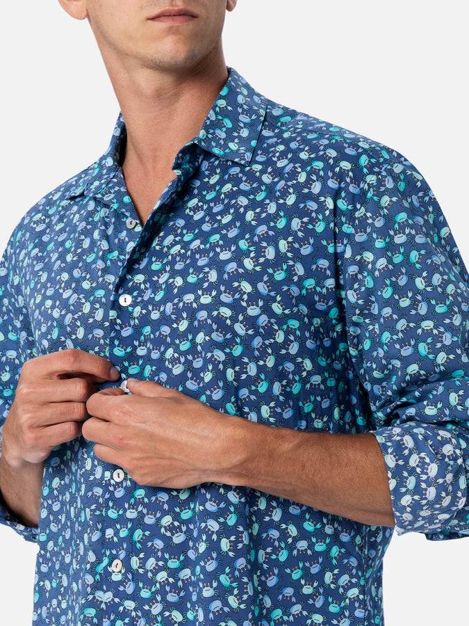 Mc2 Saint Barth Camicia uomo Sikelia in mussola di cotone con stampa granchi Offerta