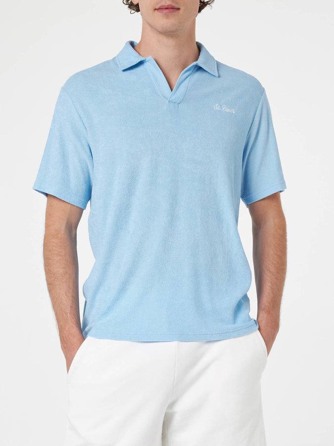 Mc2 Saint Barth Polo da uomo in spugna azzurra Jeremy Vendita Calda