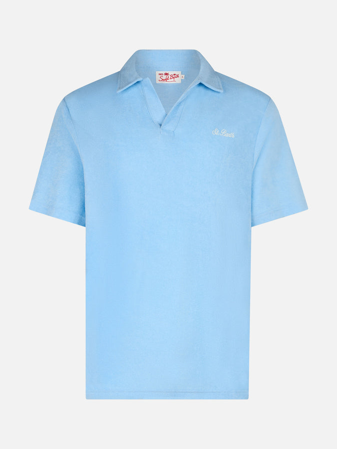 Mc2 Saint Barth Polo da uomo in spugna azzurra Jeremy Vendita Calda