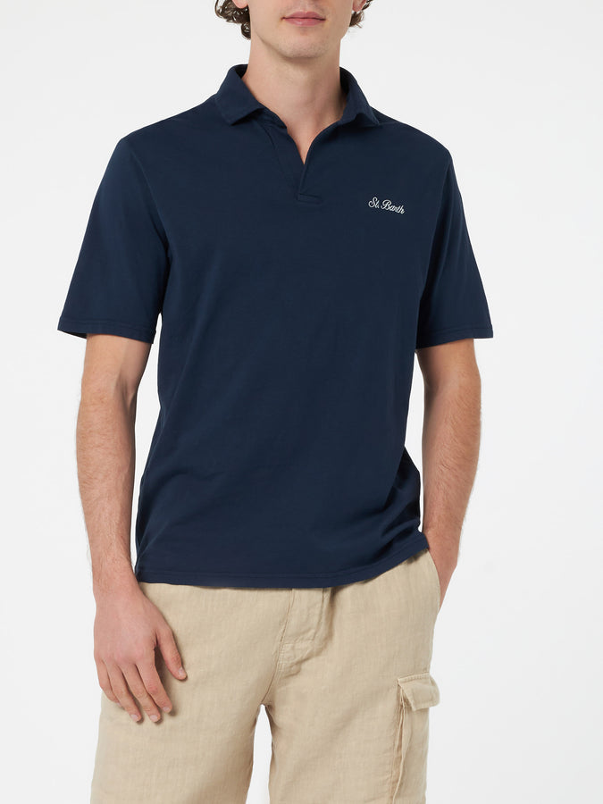 Mc2 Saint Barth Polo da uomo Brighton in jersey di cotone blu Vendita Economica