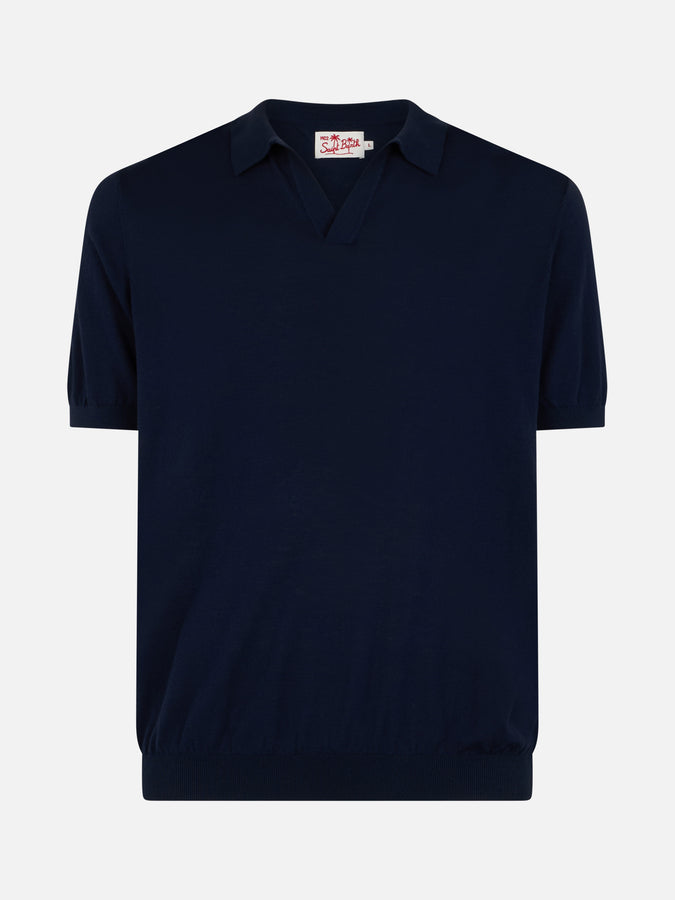 Mc2 Saint Barth Polo da uomo in maglia blu navy Sloan Negozio