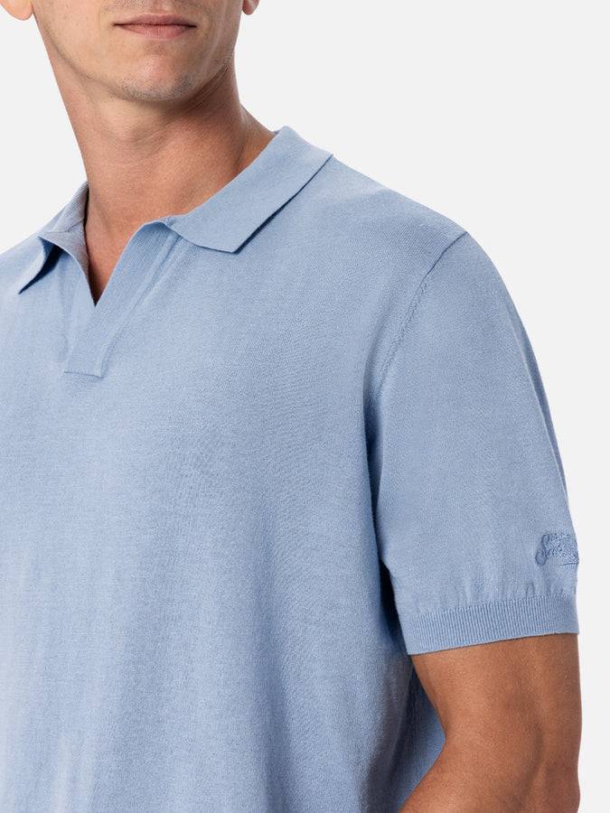 Mc2 Saint Barth Polo da uomo in maglia azzurra Sloan Nuova