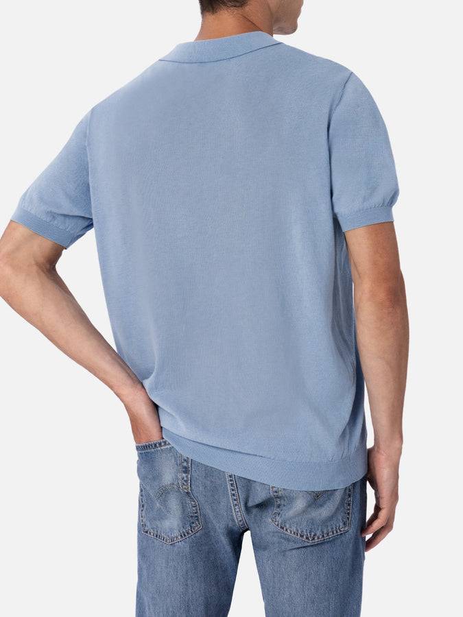 Mc2 Saint Barth Polo da uomo in maglia azzurra Sloan Nuova
