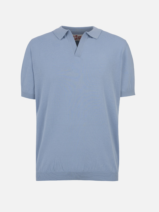 Mc2 Saint Barth Polo da uomo in maglia azzurra Sloan Nuova