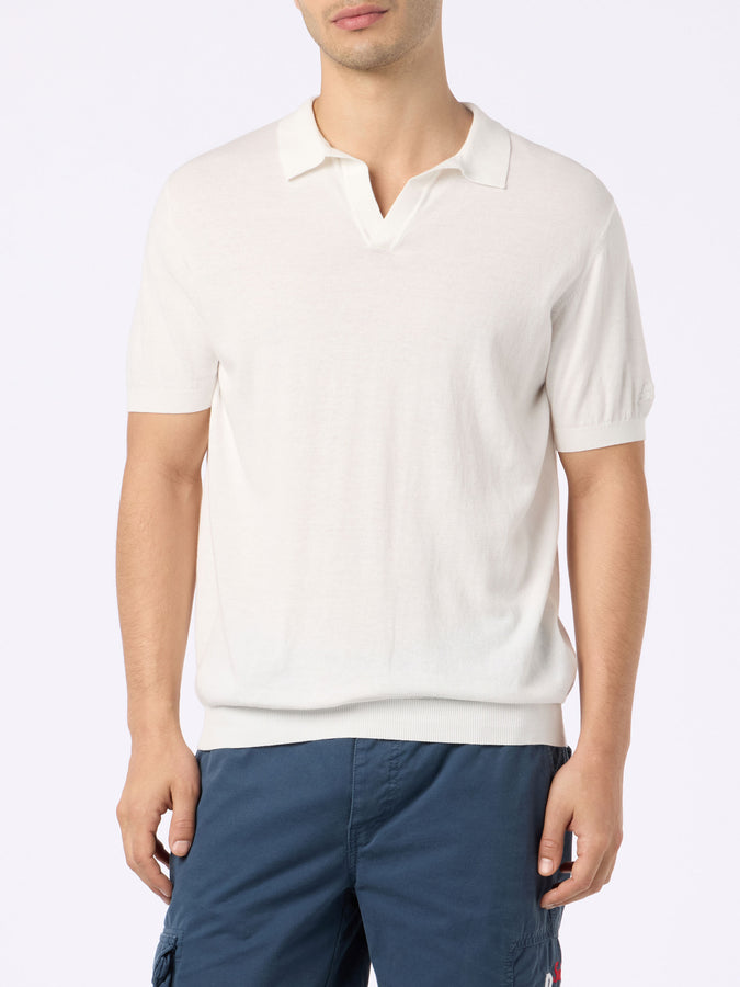 Mc2 Saint Barth Polo da uomo in maglia Sloan color panna Spedizione gratuita
