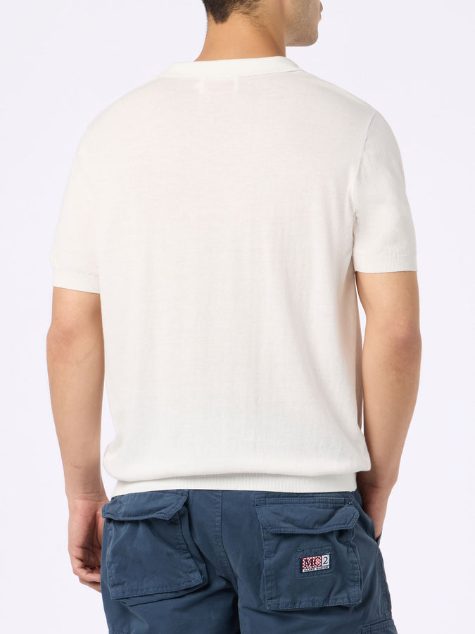 Mc2 Saint Barth Polo da uomo in maglia Sloan color panna Spedizione gratuita