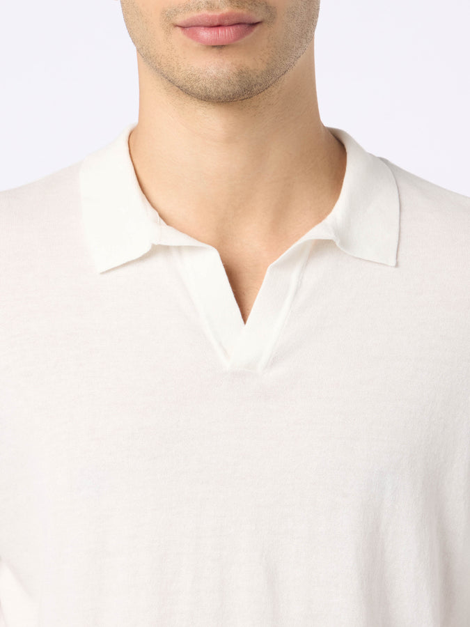 Mc2 Saint Barth Polo da uomo in maglia Sloan color panna Spedizione gratuita