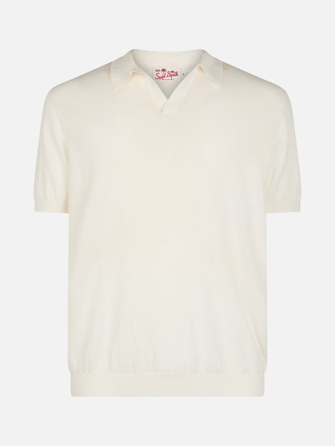 Mc2 Saint Barth Polo da uomo in maglia Sloan color panna Spedizione gratuita